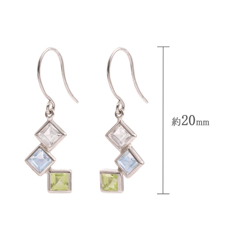 K10WG ホワイトトパーズ＆スカイブルートパーズ＆ペリドット フックピアス_04