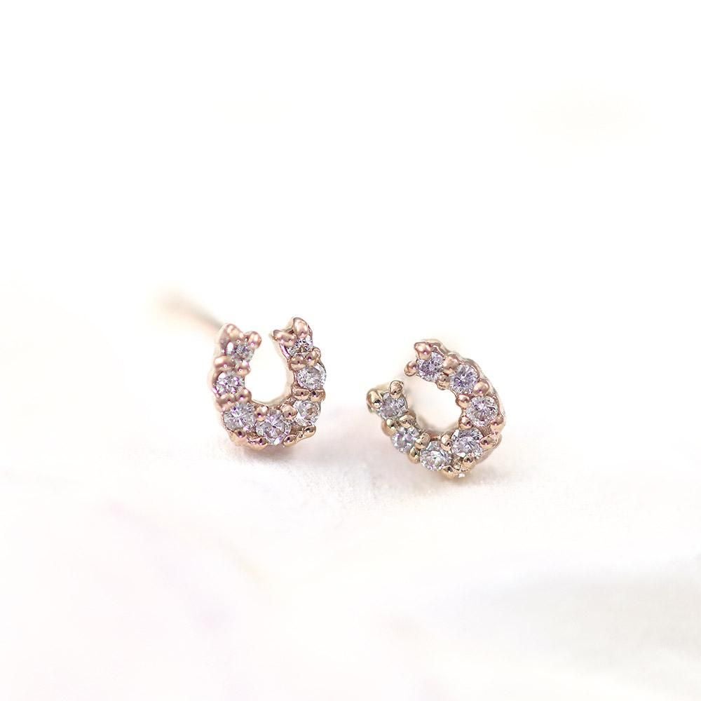 K10 ダイヤモンド 馬蹄（ホースシュー）ピアス_11