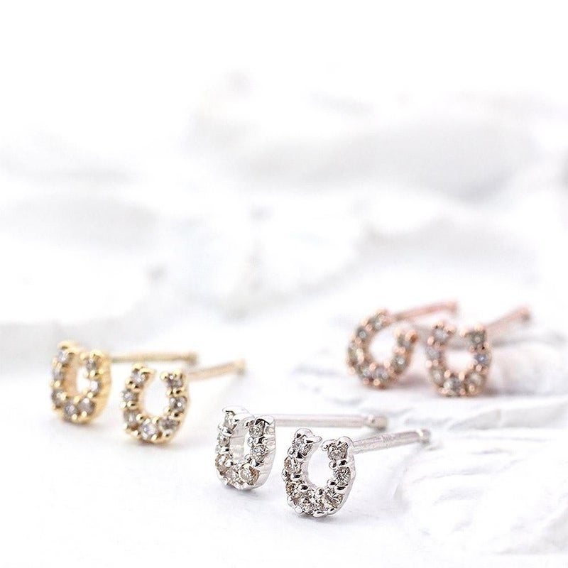 K10 ダイヤモンド 馬蹄（ホースシュー）ピアス_14