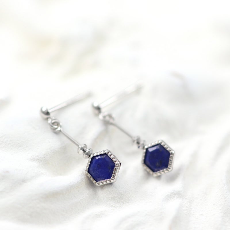 K10WG ラピスラズリ 六角形ピアス_02