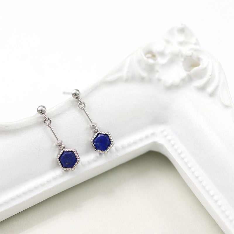 K10WG ラピスラズリ 六角形ピアス_09