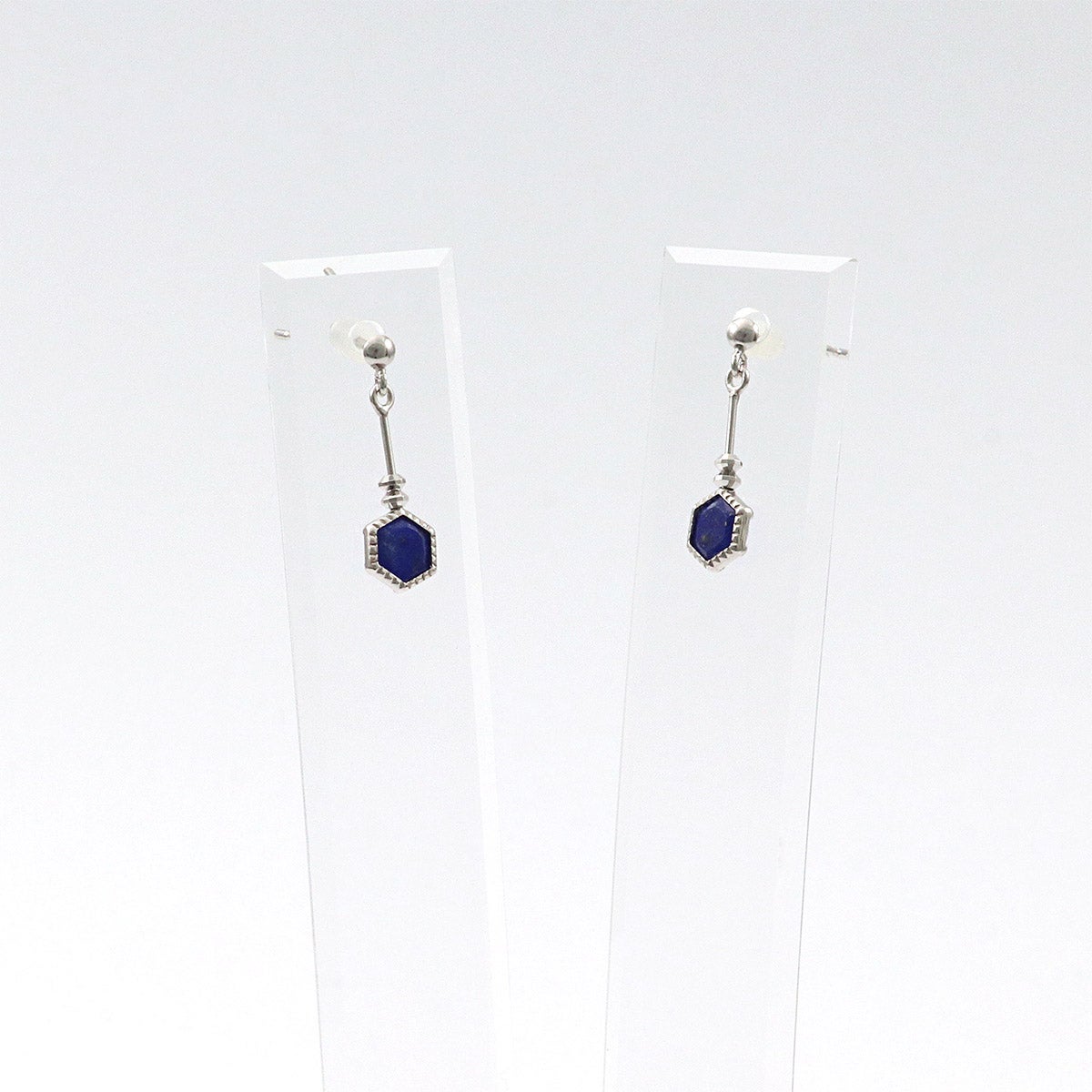 K10WG ラピスラズリ 六角形ピアス_10