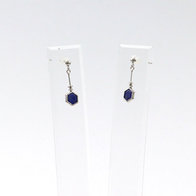 K10WG ラピスラズリ 六角形ピアス_10