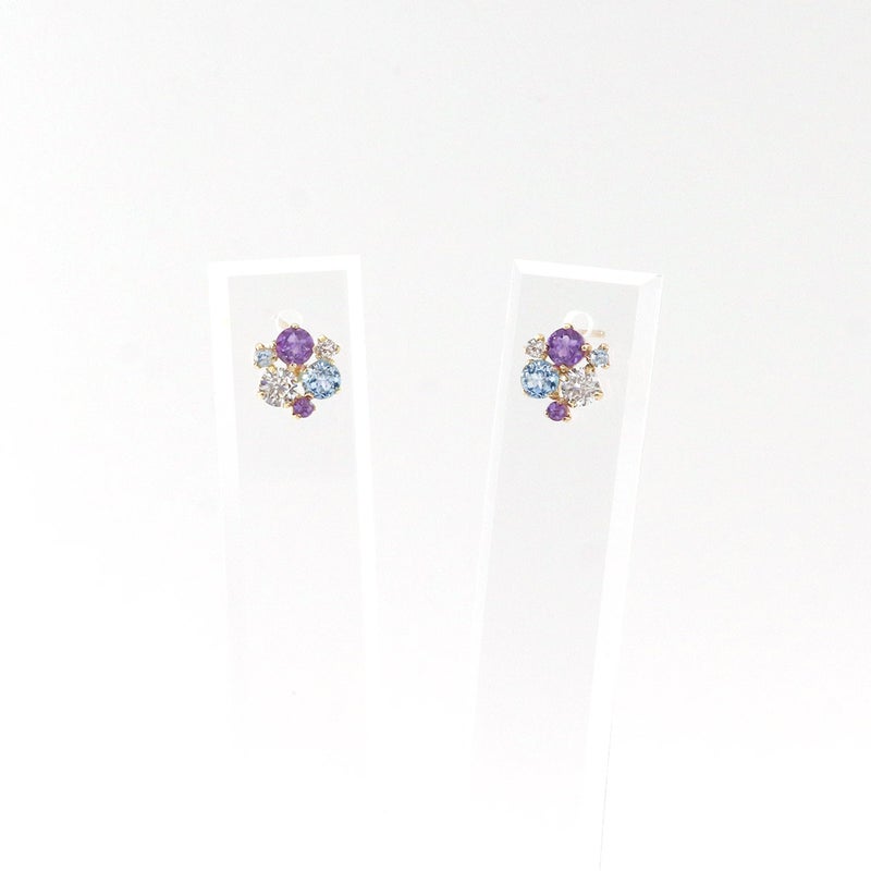 K10YG ブルートパーズ＆アメジスト＆ジルコニア ピアス 11月 誕生石_03
