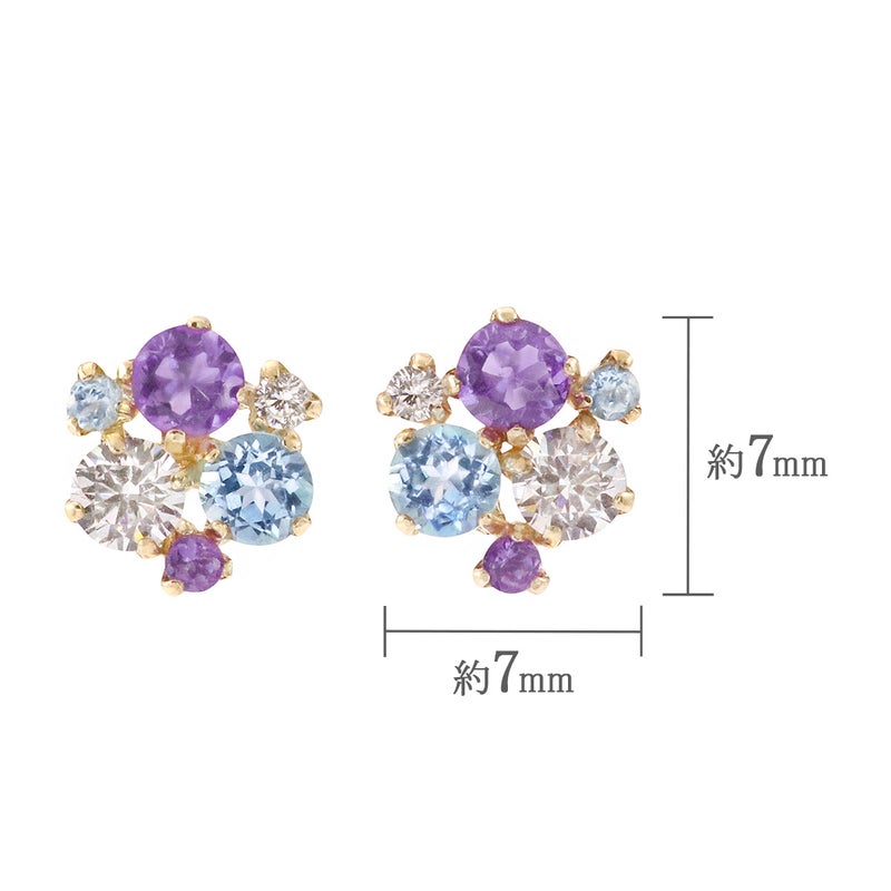 K10YG ブルートパーズ＆アメジスト＆ジルコニア ピアス 11月 誕生石_04