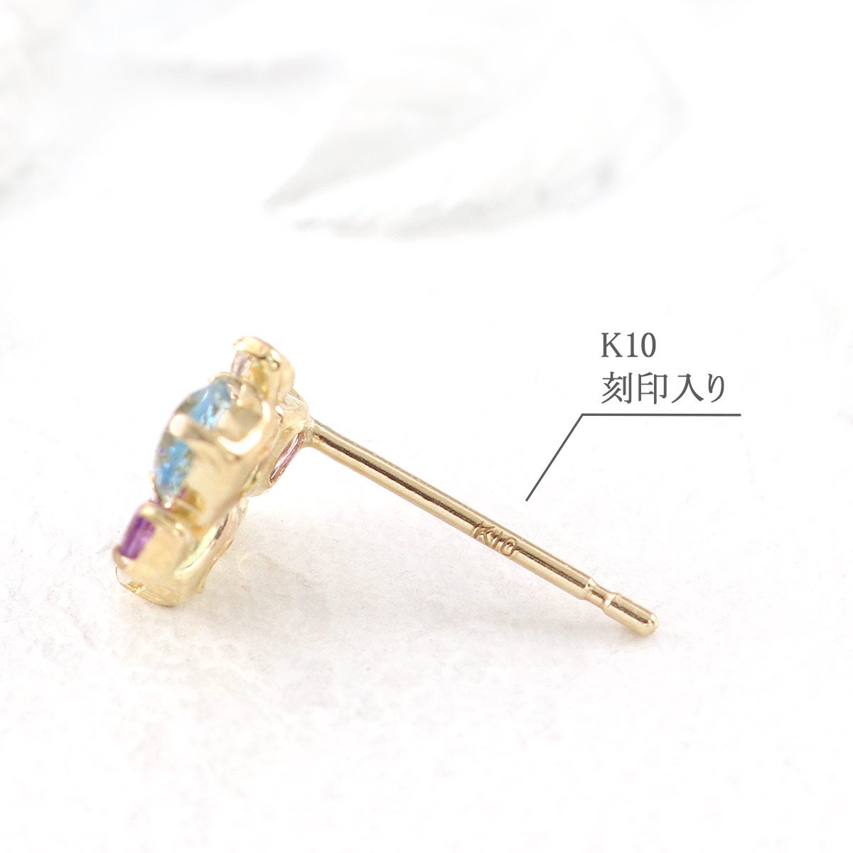 K10YG ブルートパーズ＆アメジスト＆ジルコニア ピアス 11月 誕生石_05