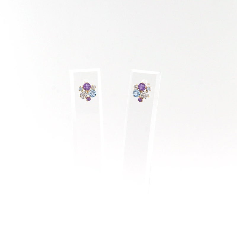 K10YG ブルートパーズ＆アメジスト＆ジルコニア ピアス 11月 誕生石_09