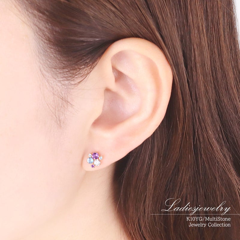 K10YG ブルートパーズ＆アメジスト＆ジルコニア ピアス 11月 誕生石_10