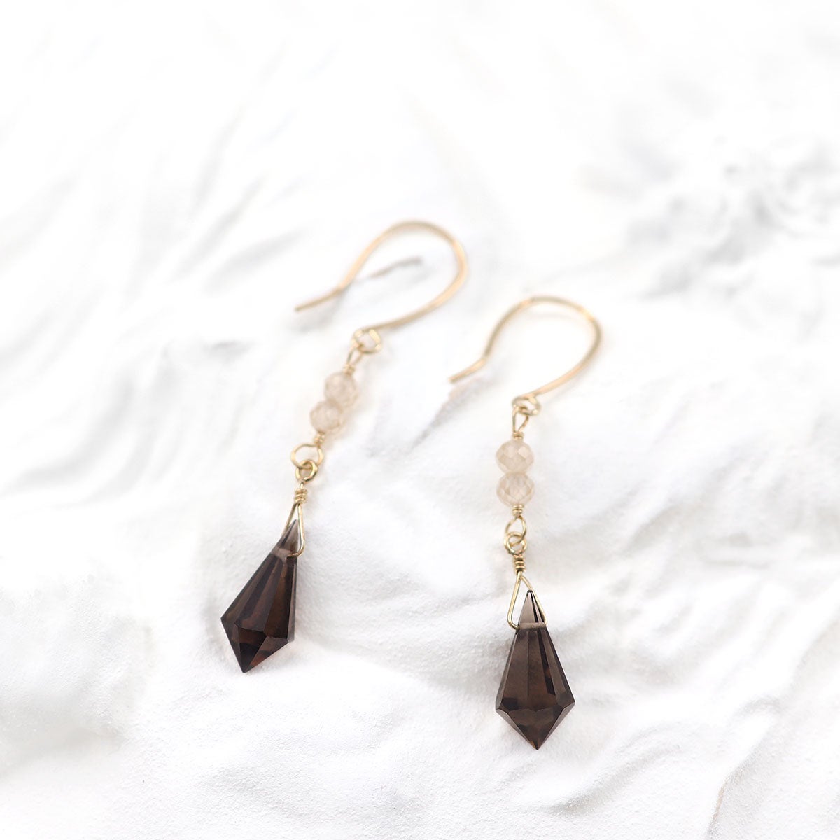 K10YG スモーキークォーツ＆ジルコン ピアス_03