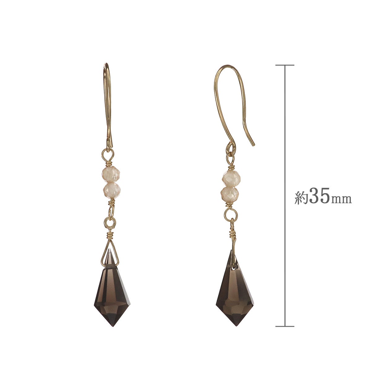 K10YG スモーキークォーツ＆ジルコン ピアス_04