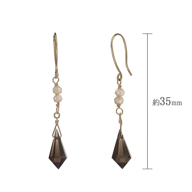 K10YG スモーキークォーツ＆ジルコン ピアス_04