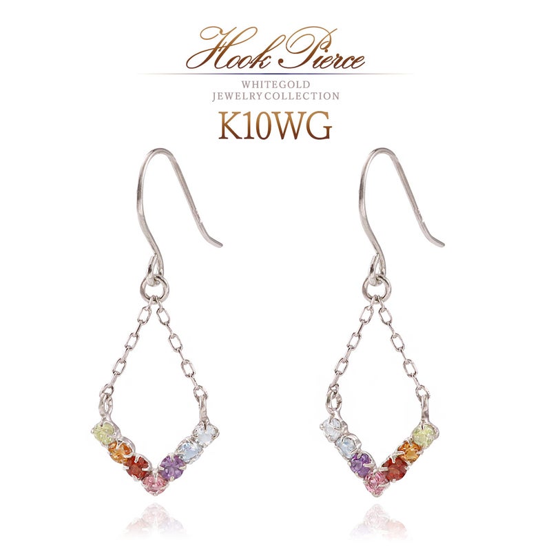 K10WG マルチストーン V字フックピアス_01