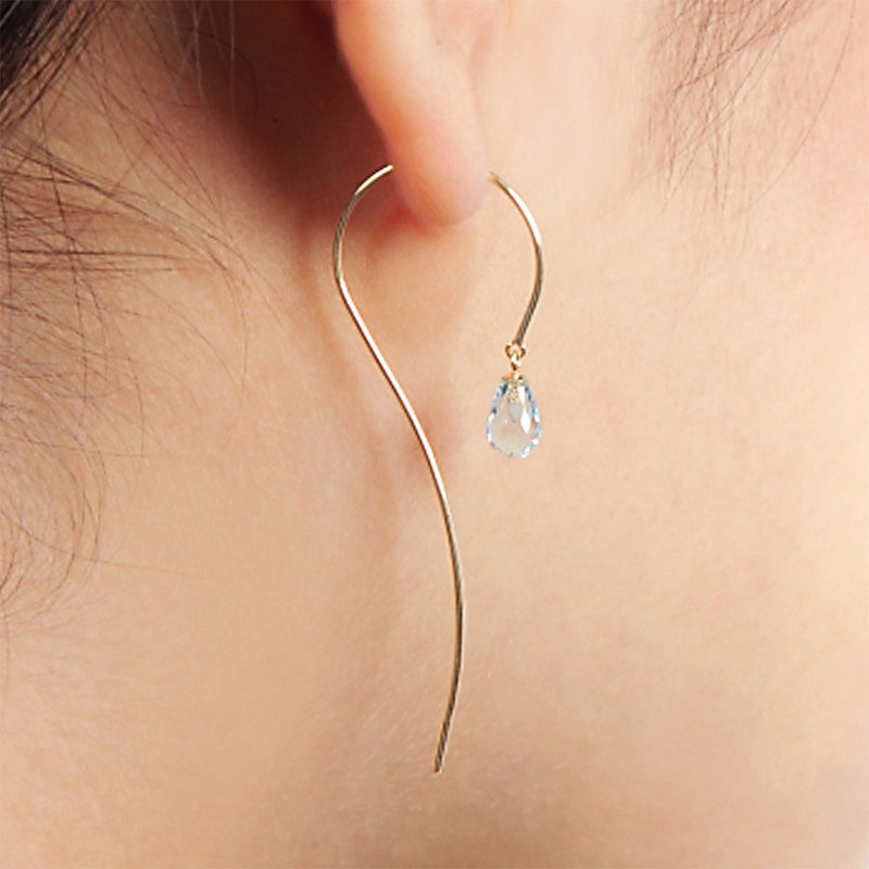 K10YG ブルートパーズ ティアドロップ ロングピアス_05