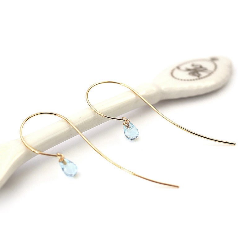 K10YG ブルートパーズ ティアドロップ ロングピアス_10