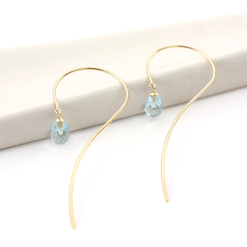 K10YG ブルートパーズ ティアドロップ ロングピアス_12