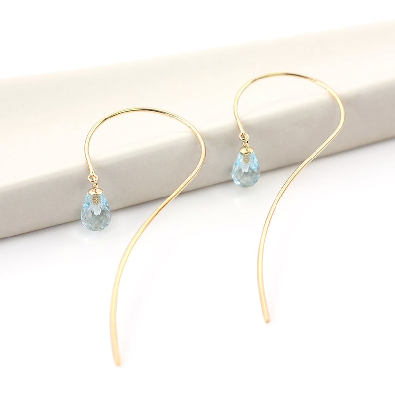 K10YG ブルートパーズ ティアドロップ ロングピアス_12