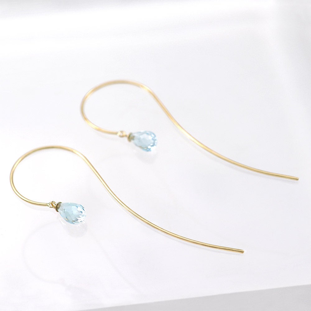 K10YG ブルートパーズ ティアドロップ ロングピアス_14