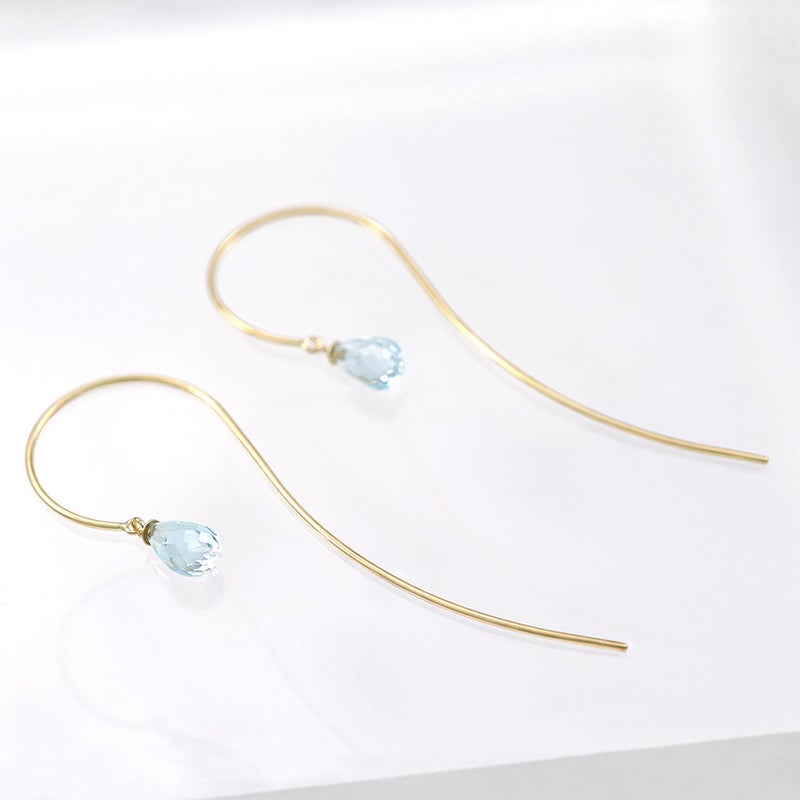 K10YG ブルートパーズ ティアドロップ ロングピアス_14