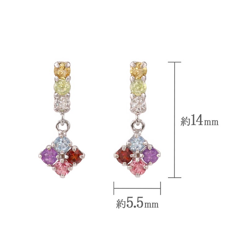 K10WG マルチストーン フラワーピアス_04