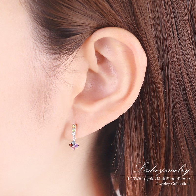 K10WG マルチストーン フラワーピアス_10