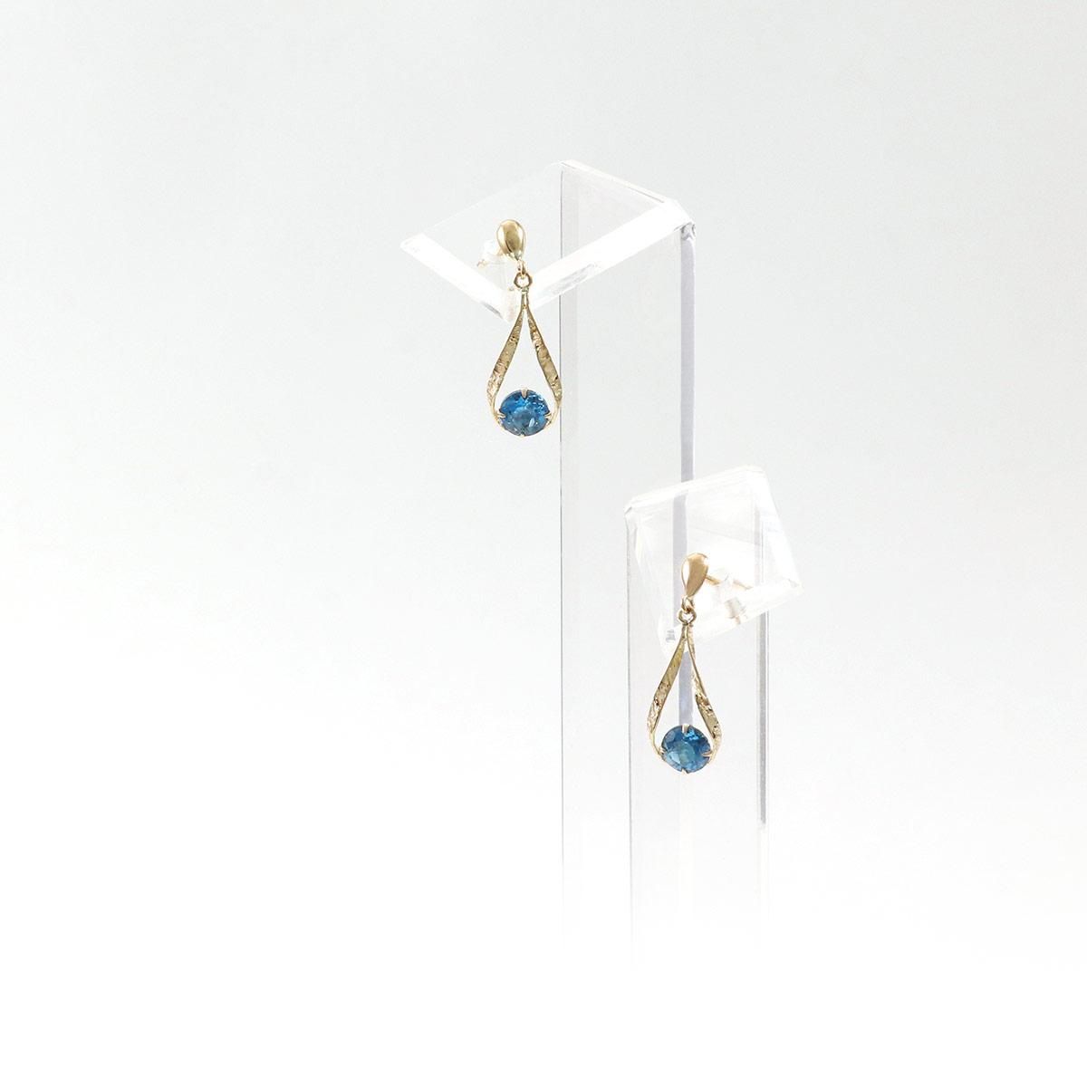 K10YG 雫モチーフ ロンドンブルートパーズピアス_10