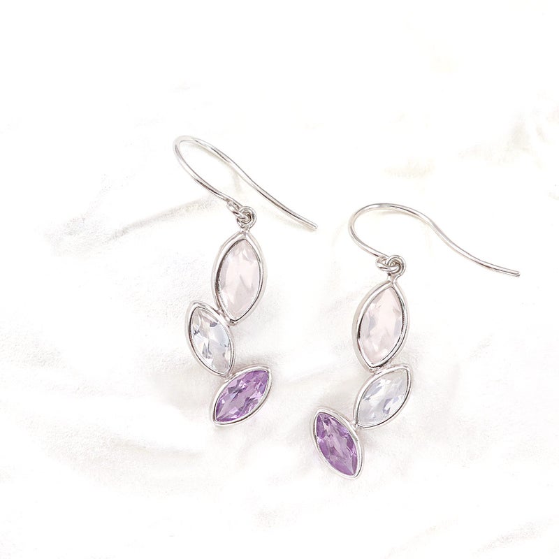 K10WG ローズクォーツ＆ブルームーンストーン＆ライトアメジスト フックピアス_02