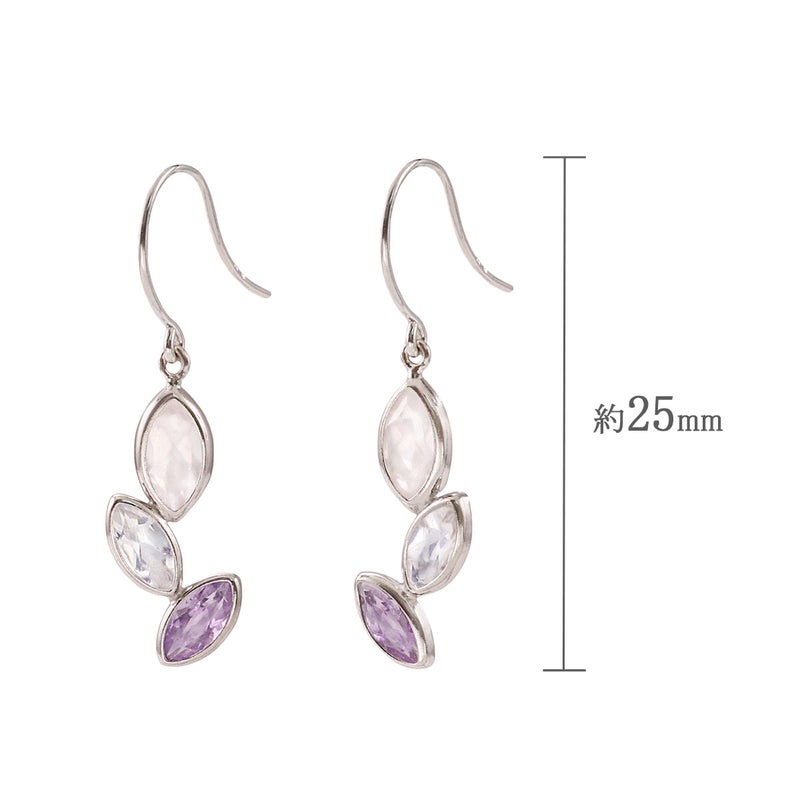 K10WG ローズクォーツ＆ブルームーンストーン＆ライトアメジスト フックピアス_04