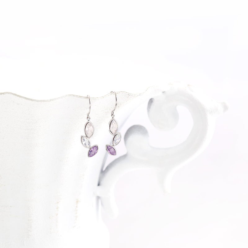 K10WG ローズクォーツ＆ブルームーンストーン＆ライトアメジスト フックピアス_09