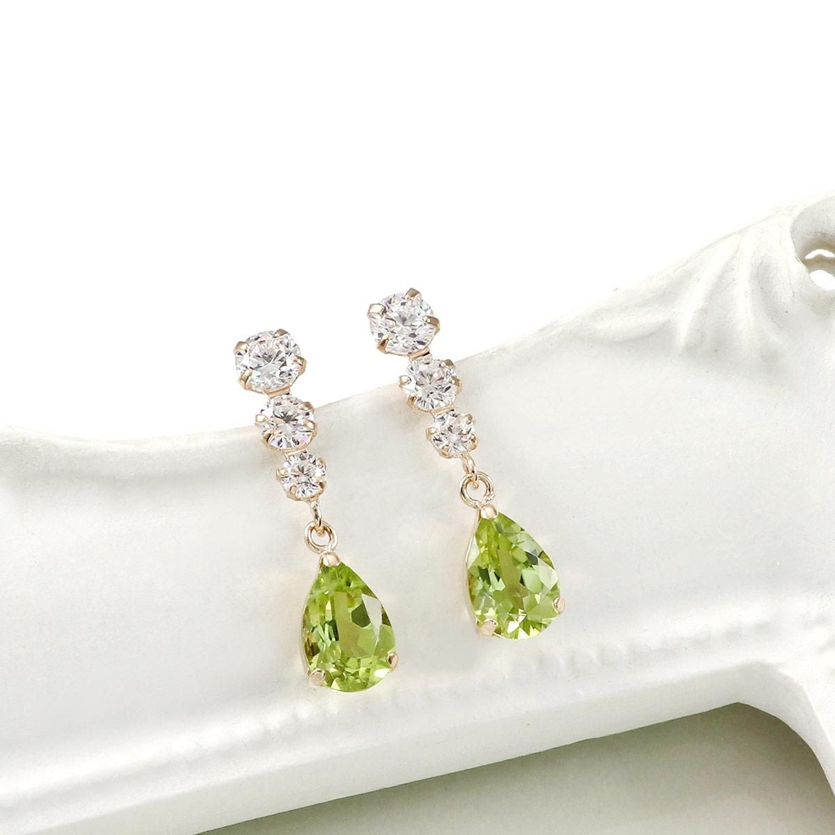 K10YG キュービックジルコニア＆ペリドットピアス_03