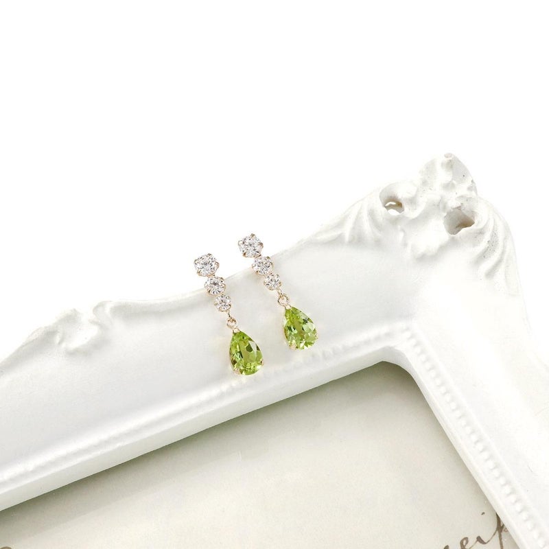 K10YG キュービックジルコニア＆ペリドットピアス_09