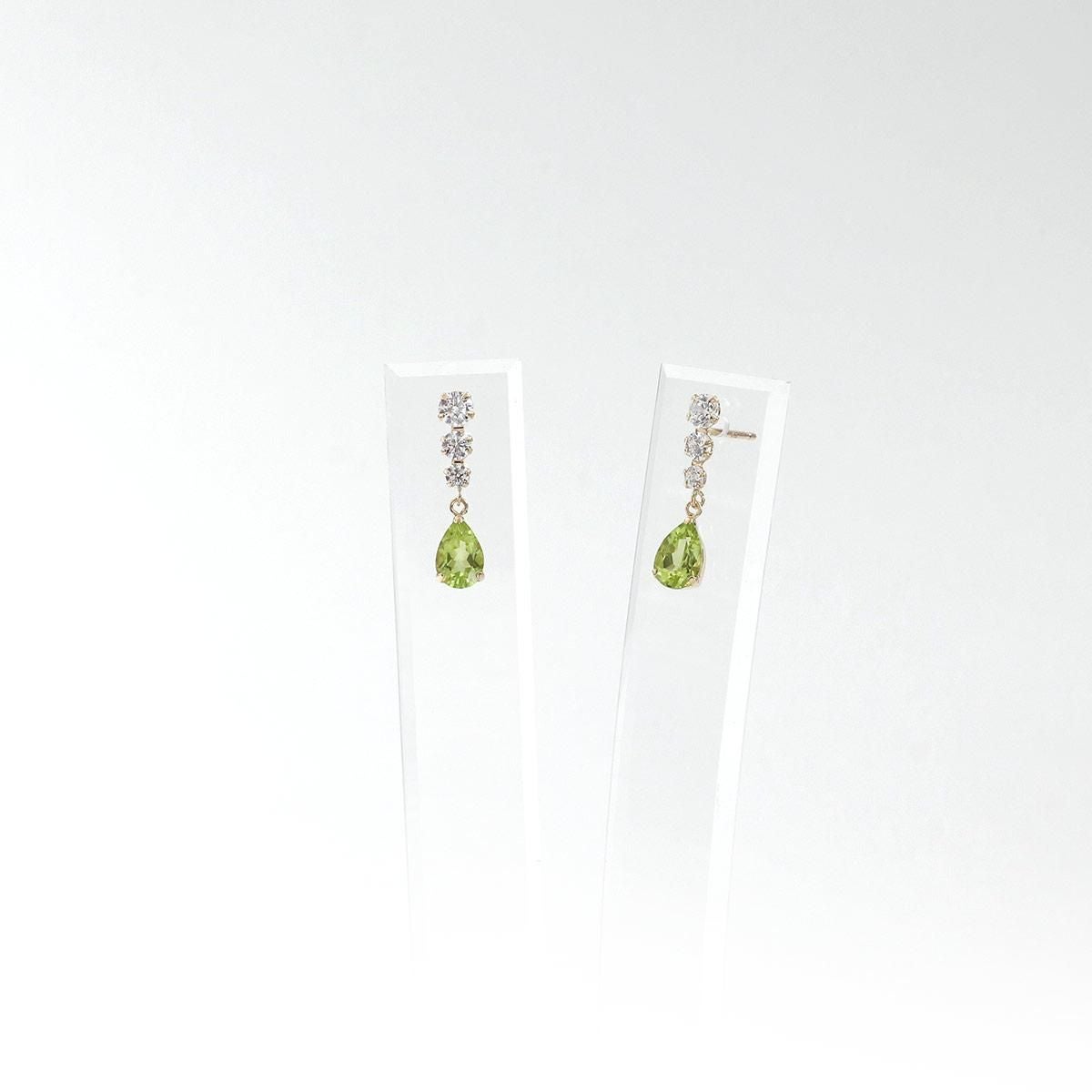 K10YG キュービックジルコニア＆ペリドットピアス_10