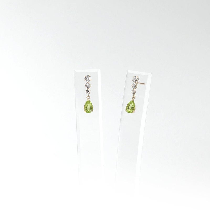 K10YG キュービックジルコニア＆ペリドットピアス_10