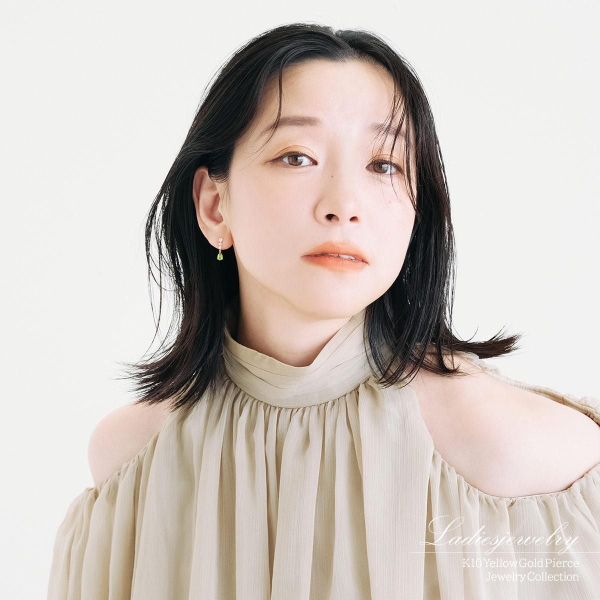 K10YG キュービックジルコニア＆ペリドットピアス_11