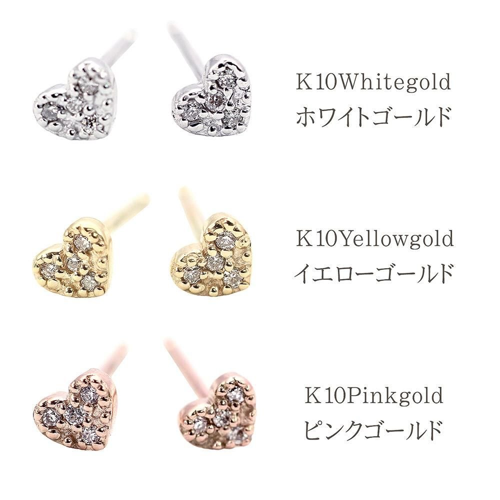 K10 ダイヤモンド ハートピアス_04