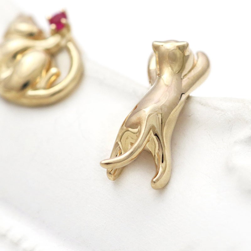 K10YG ルビー 猫ピアス_11