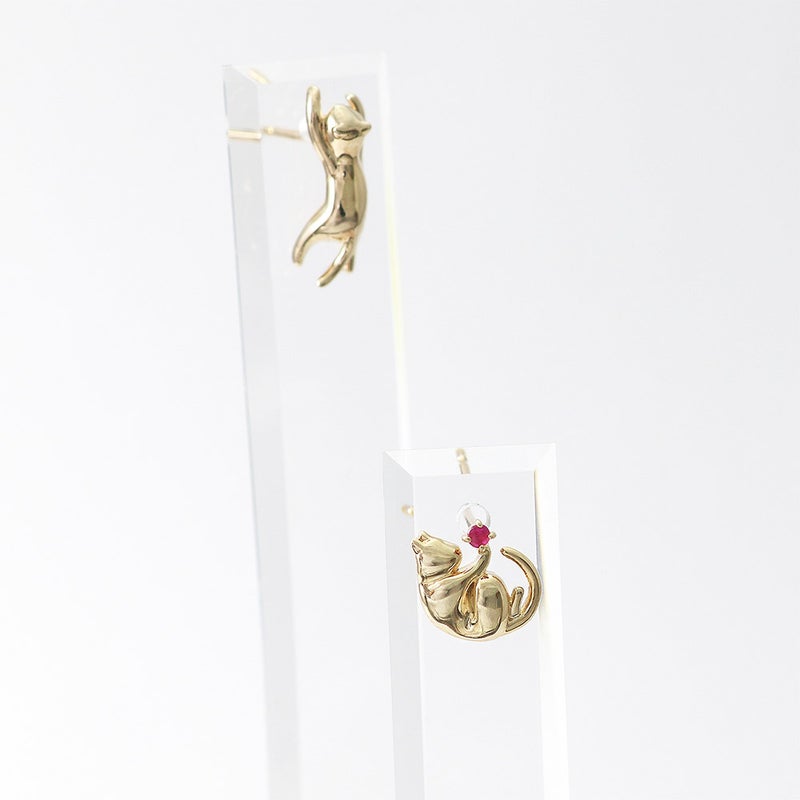 K10YG ルビー 猫ピアス_14