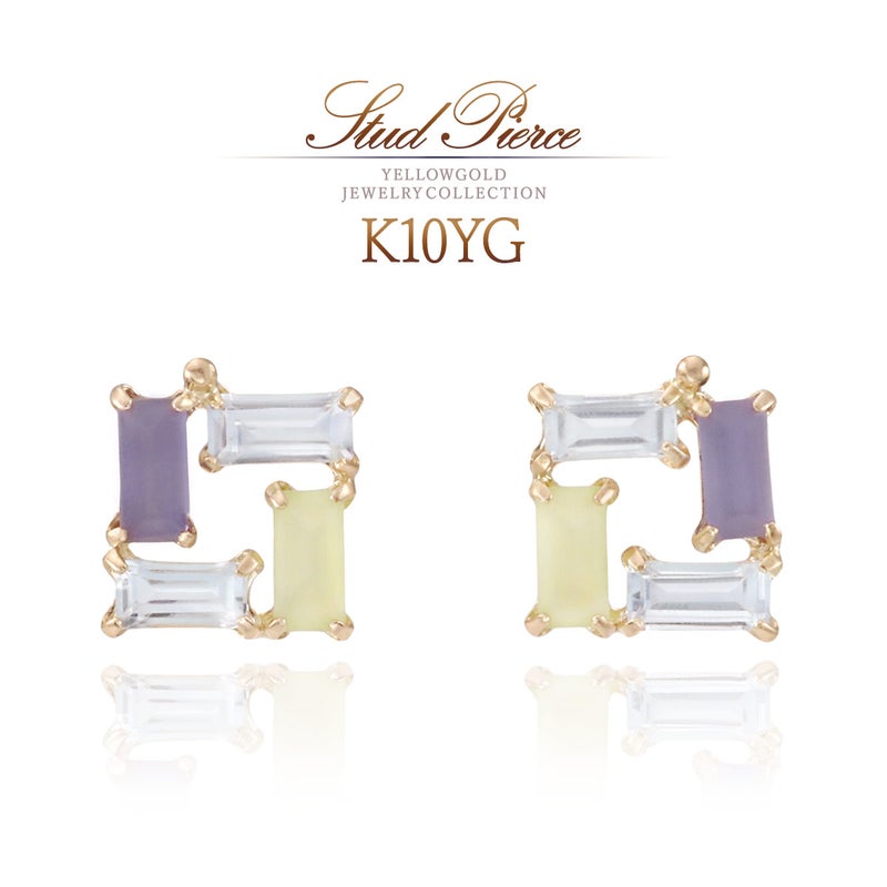 K10YG アイオライト＆スカイブルートパーズ＆ペリドット ピアス_01
