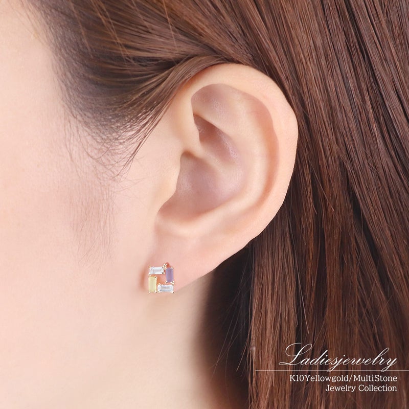 K10YG アイオライト＆スカイブルートパーズ＆ペリドット ピアス_10