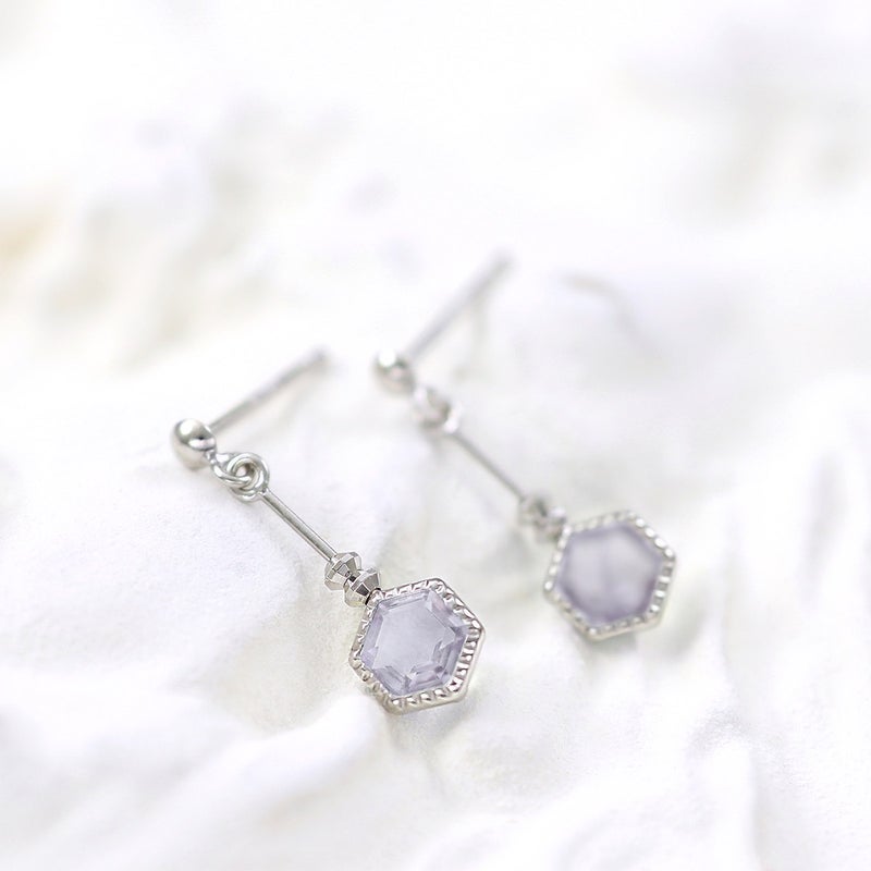 K10WG ライトアメジスト 六角形ピアス_02