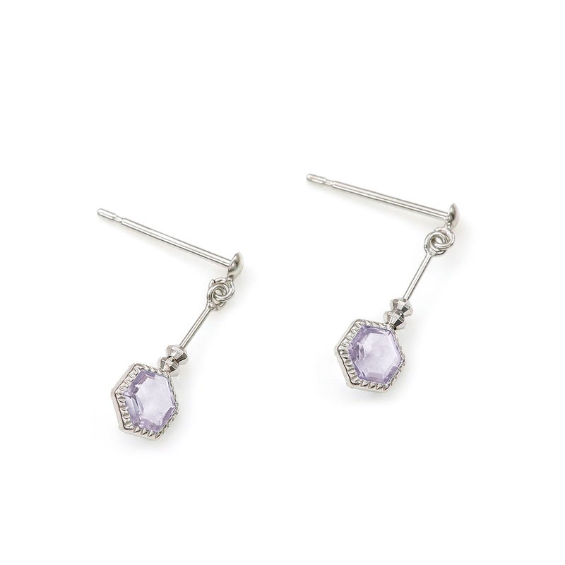 K10WG ライトアメジスト 六角形ピアス_03