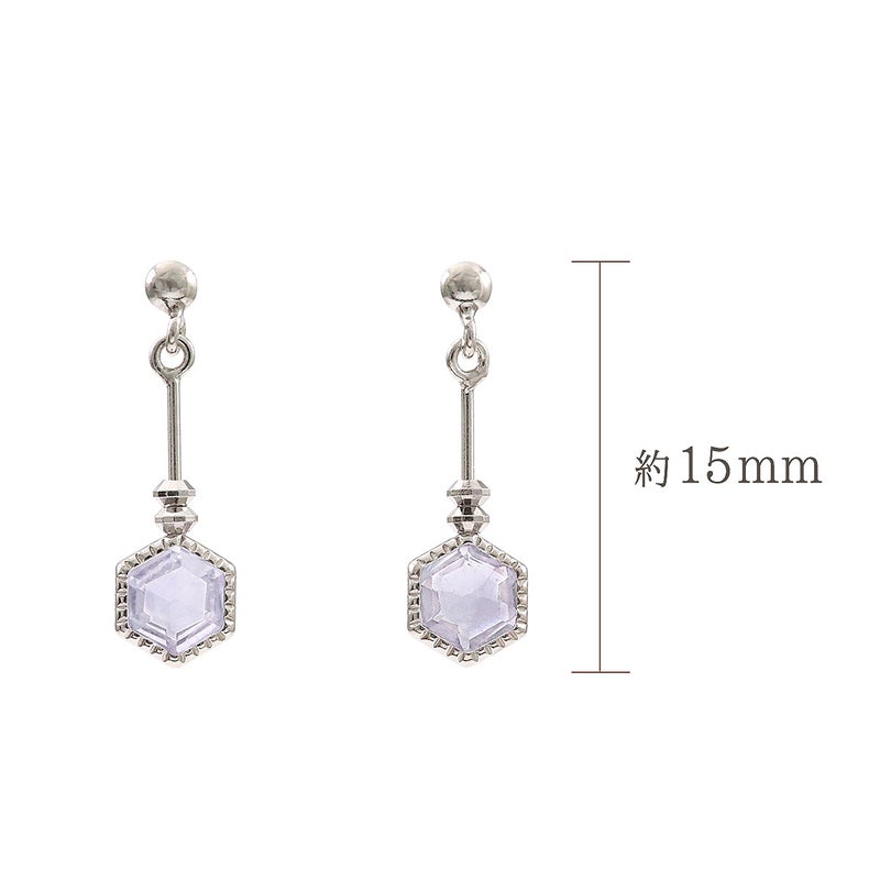 K10WG ライトアメジスト 六角形ピアス_05