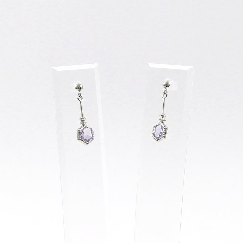 K10WG ライトアメジスト 六角形ピアス_10