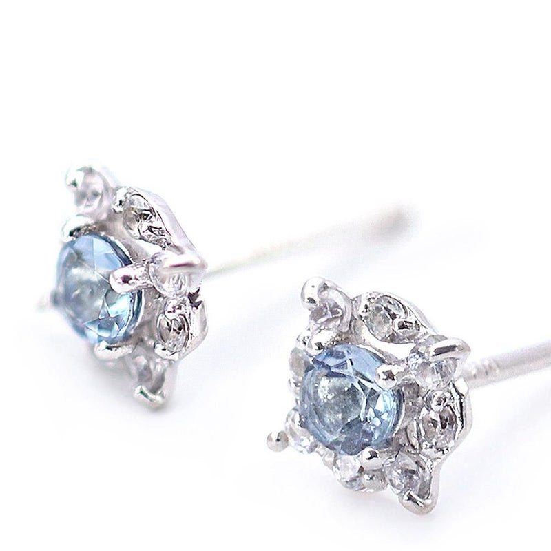 K10WG アクアマリン＆ホワイトサファイア ピアス  9月の誕生石_02