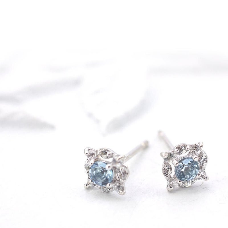 K10WG アクアマリン＆ホワイトサファイア ピアス  9月の誕生石_03