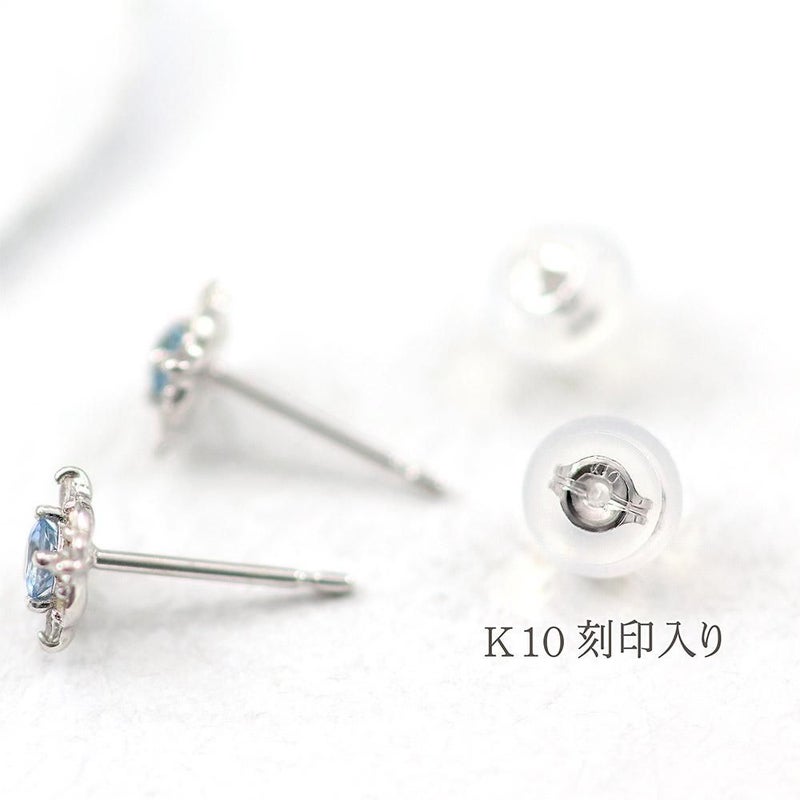 K10WG アクアマリン＆ホワイトサファイア ピアス  9月の誕生石_09