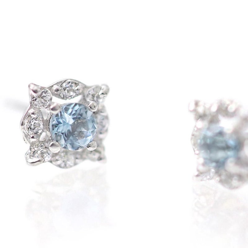K10WG アクアマリン＆ホワイトサファイア ピアス  9月の誕生石_12