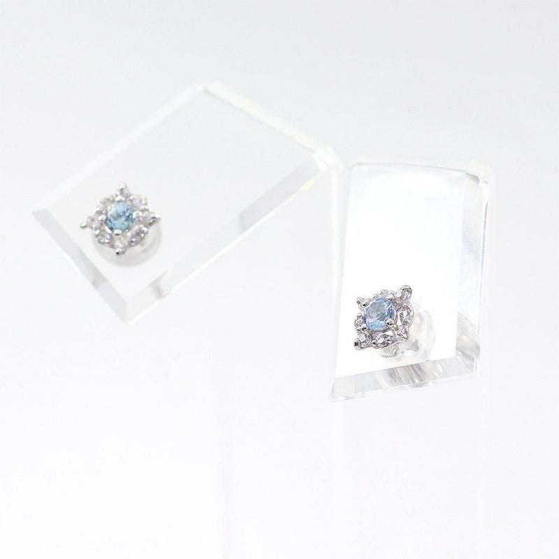 K10WG アクアマリン＆ホワイトサファイア ピアス  9月の誕生石_13