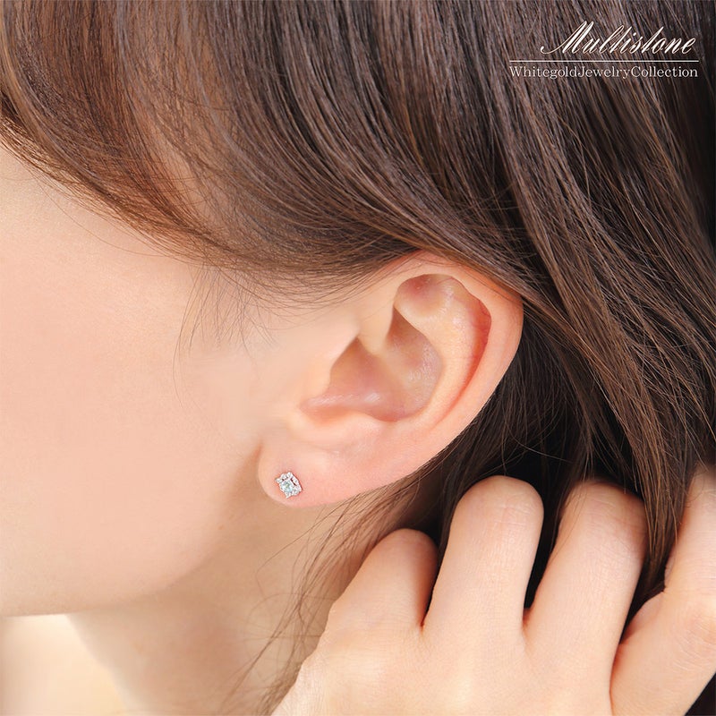 K10WG アクアマリン＆ホワイトサファイア ピアス  9月の誕生石_14