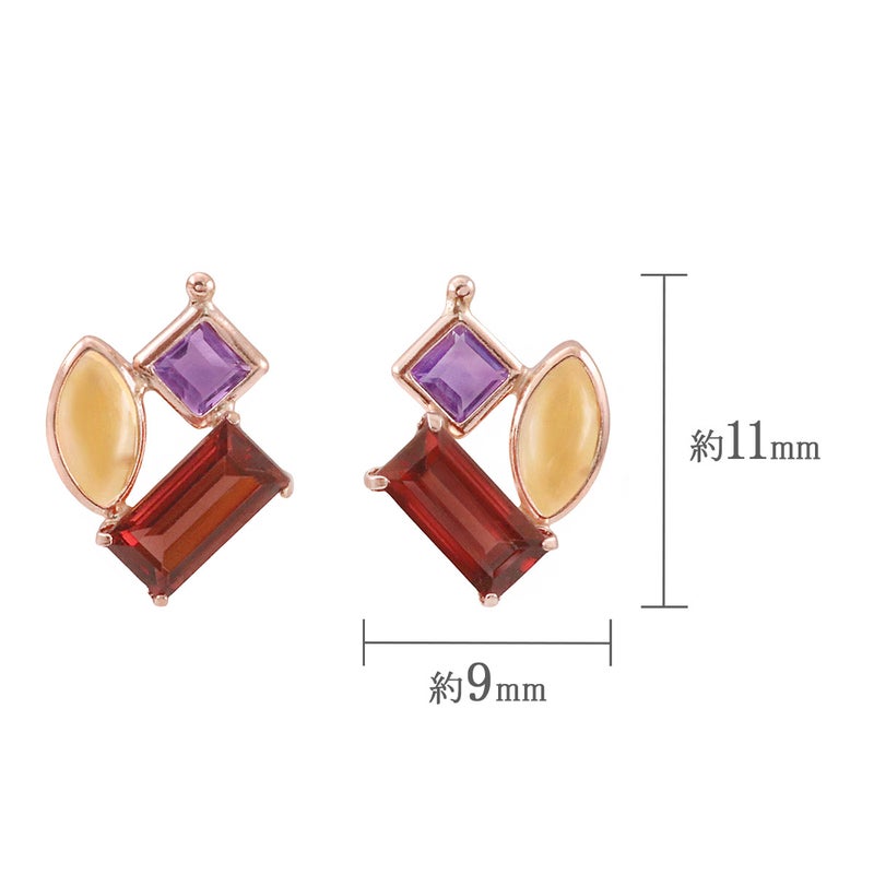 K10PG ガーネット＆シトリン＆アメジスト ピアス_04