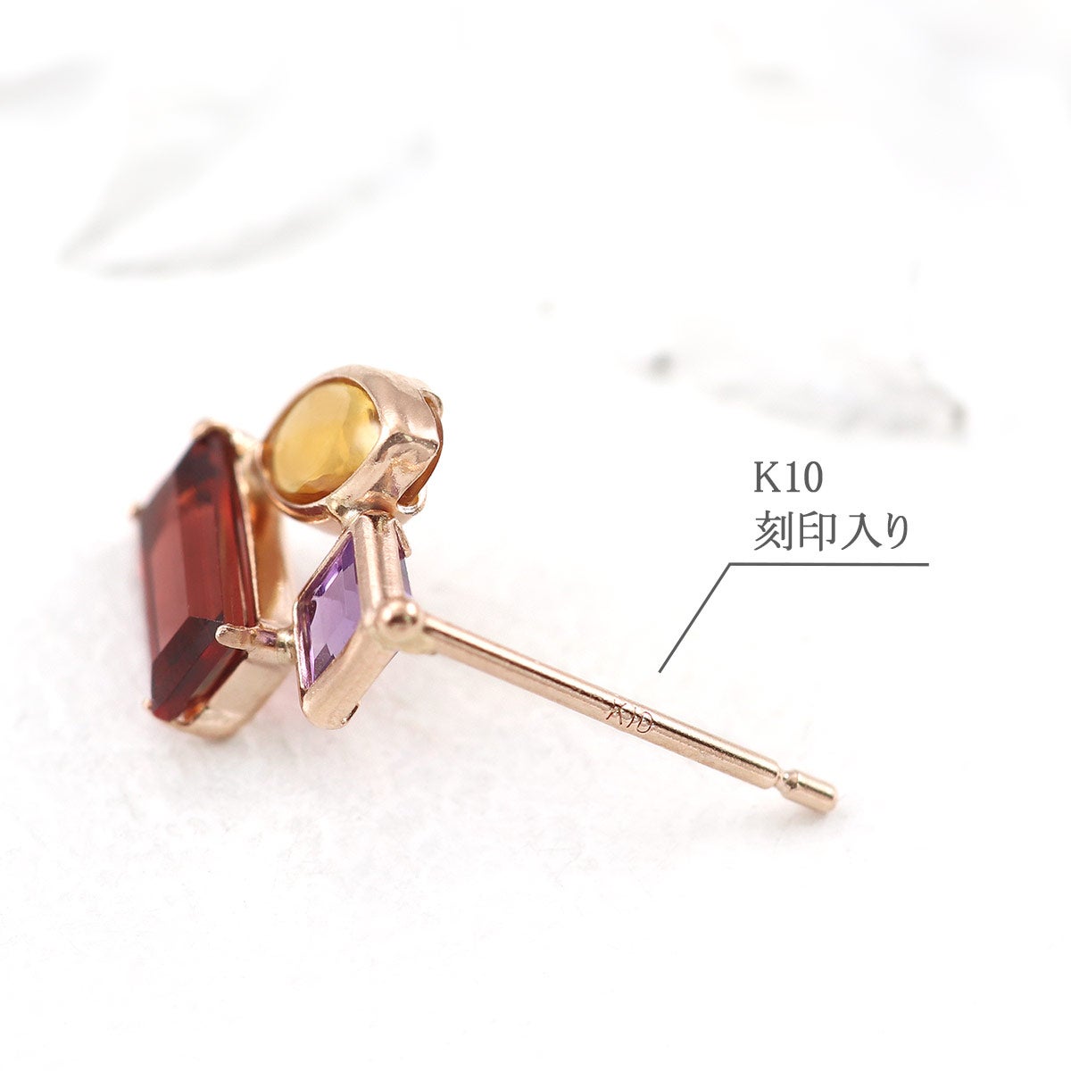 K10PG ガーネット＆シトリン＆アメジスト ピアス_05